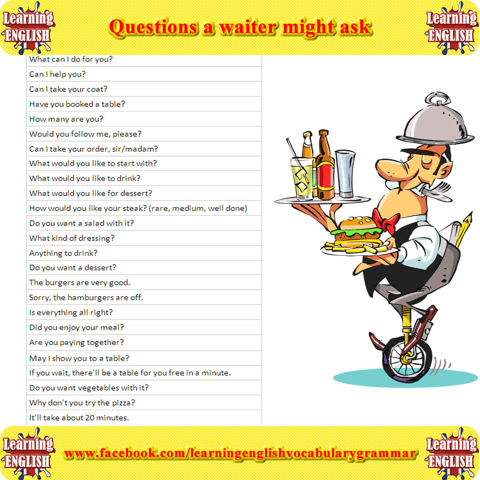 Questions a Waiter Might Ask