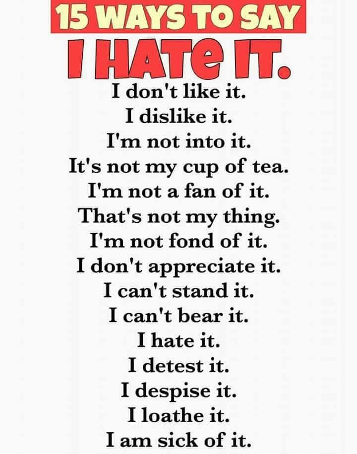 15 Ways To Say I hate it