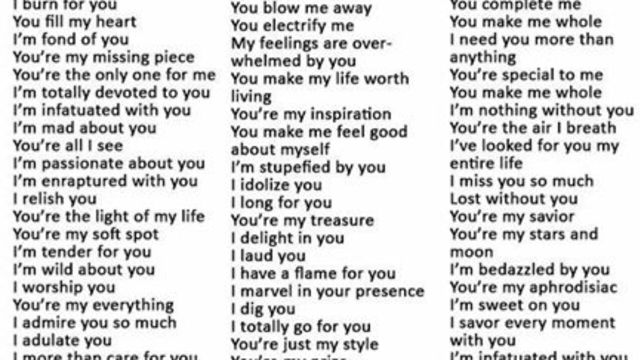 100 Ways To Say I Love You In English