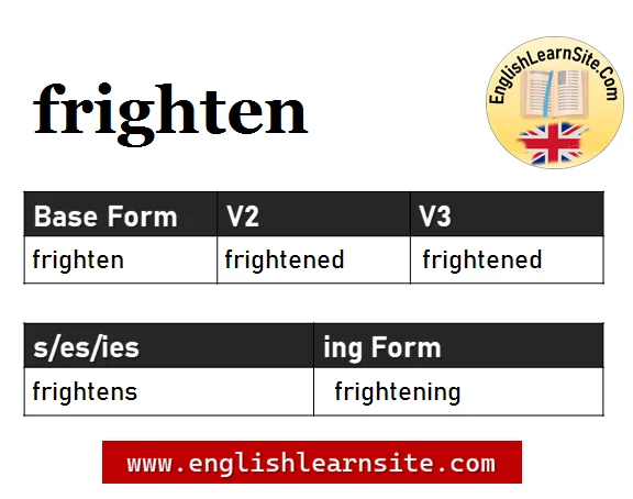 Frighten V1 V2 V3, Frighten Past and Past Participle Form Tense Verb 1 2 3  - English Learn Site